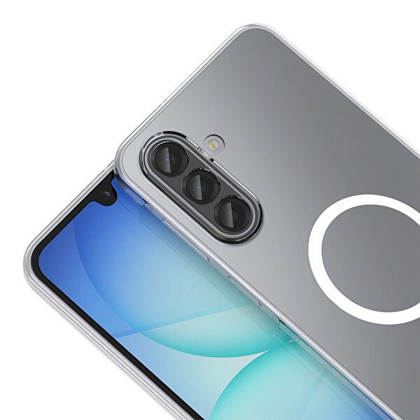 Başkenttekno Samsung Galaxy A17 Uyumlu Kamera Korumalı MagSafe Şarj Özellikli Şeffaf Sararmaz London Sert Plastik Kapak