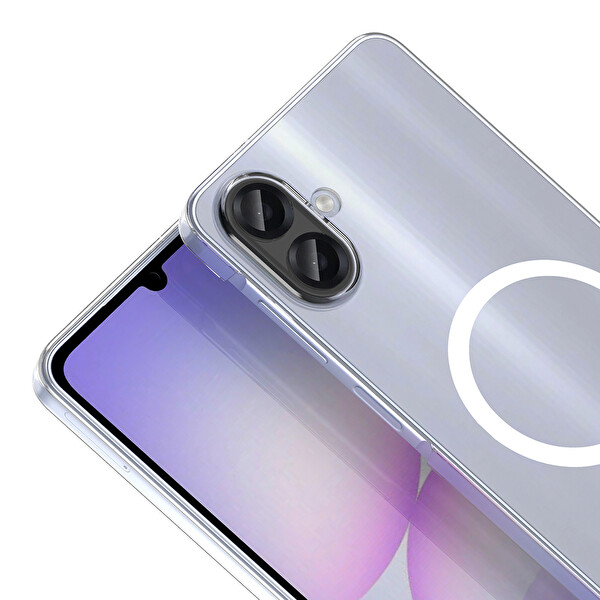 Başkenttekno Samsung Galaxy A07 Uyumlu Kamera Korumalı MagSafe Şarj Özellikli Şeffaf Sararmaz London Sert Plastik Kapak