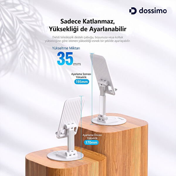 Dossimo DST-05 Katlanabilir 360 Dönebilen Ayarlanabilir Telefon Tutucu Masa Üstü Stand