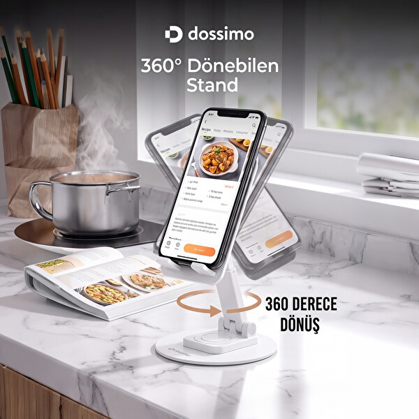 Dossimo DST-05 Katlanabilir 360 Dönebilen Ayarlanabilir Telefon Tutucu Masa Üstü Stand