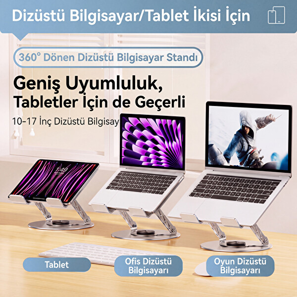 Dossimo DST-05 Katlanabilir 360 Dönebilen Ayarlanabilir Telefon Tutucu Masa Üstü Stand
