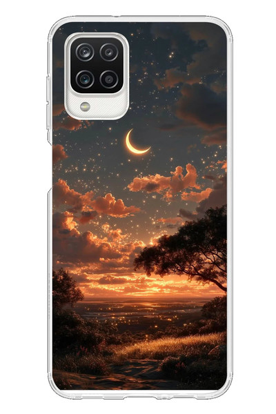 Le Balvo Samsung Galaxy A12 Uyumlu Ay Gecesi Baskılı Silikon Kılıf