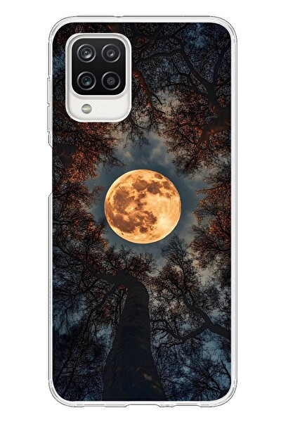Le Balvo Samsung Galaxy A12 Uyumlu Ay Gökyüzü Baskılı Silikon Kılıf