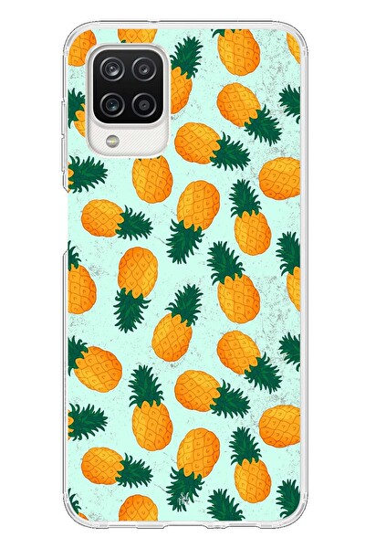 Le Balvo Samsung Galaxy A12 Uyumlu Ananaslar Baskılı Silikon Kılıf