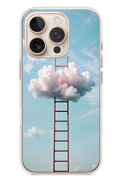 Le Balvo iPhone 16 Pro Uyumlu Buluta Çıkan Merdiven Baskılı Silikon Kılıf