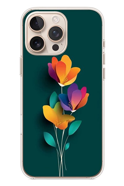 Le Balvo iPhone 16 Pro Max Uyumlu Modernizimin Çicekleri Baskılı Silikon Kılıf