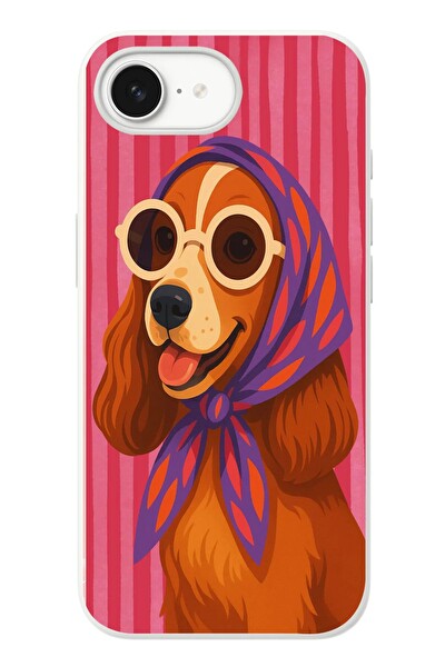 Le Balvo iPhone 16e Uyumlu Gözlüklü Köpek Baskılı Silikon Kılıf
