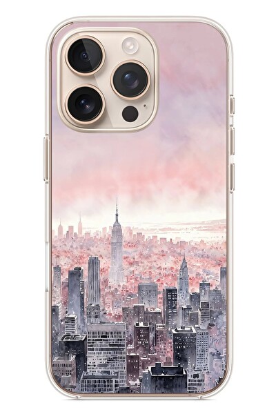 Le Balvo iPhone 16 Pro Uyumlu Gökdelenler Baskılı Silikon Kılıf