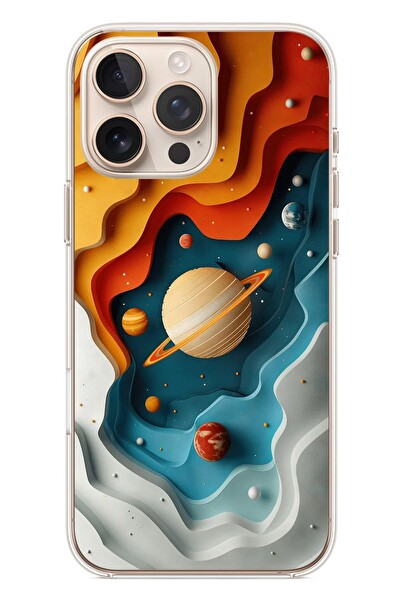 Le Balvo iPhone 16 Pro Max Uyumlu Uzay Renk Paleti Baskılı Silikon Kılıf