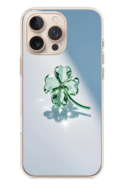 Le Balvo iPhone 16 Pro Max Uyumlu Yeşil Yonca Baskılı Silikon Kılıf