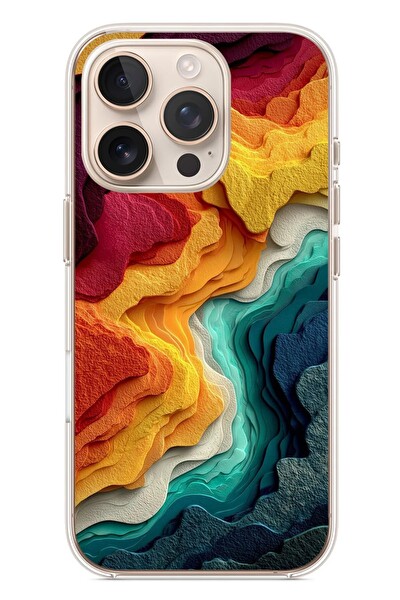 Le Balvo iPhone 16 Pro Uyumlu Renk Dalgaları Baskılı Silikon Kılıf