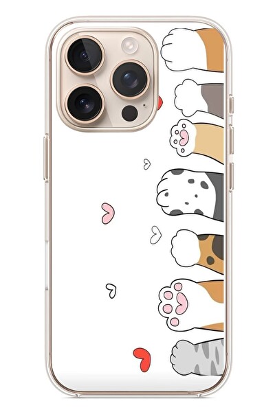 Le Balvo iPhone 16 Pro Uyumlu Kedi Harekatı Patileri Baskılı Silikon Kılıf