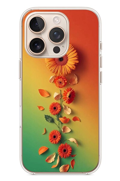 Le Balvo iPhone 16 Pro Uyumlu Ayçiçeği Bükleleri Baskılı Silikon Kılıf