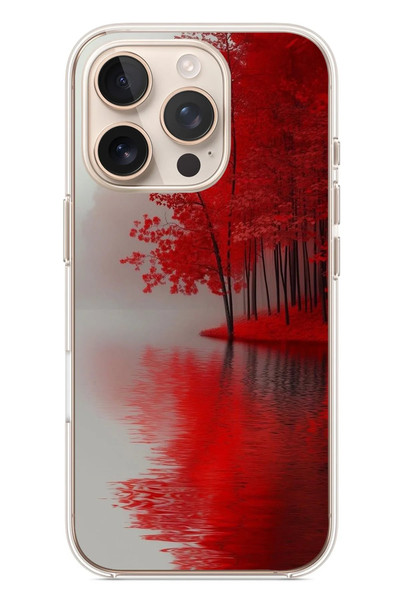 Le Balvo iPhone 16 Pro Uyumlu Sonbahar Gölü Baskılı Silikon Kılıf