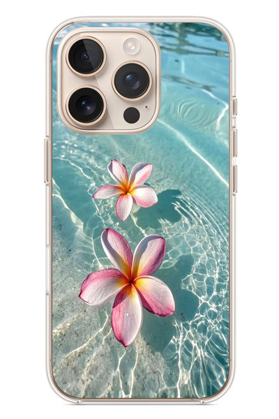 Le Balvo iPhone 16 Pro Uyumlu Denizde Çiçekler Baskılı Silikon Kılıf