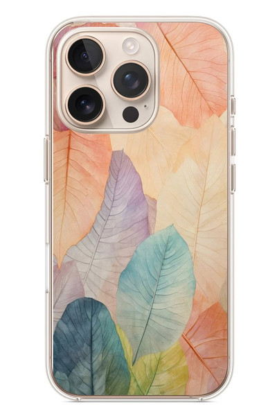 Le Balvo iPhone 16 Pro Uyumlu Hafif Yapraklar Baskılı Silikon Kılıf