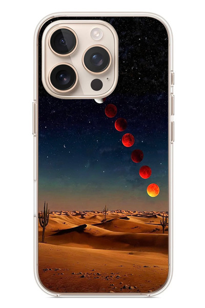 Le Balvo iPhone 16 Pro Uyumlu Ayın Geçişi Baskılı Silikon Kılıf