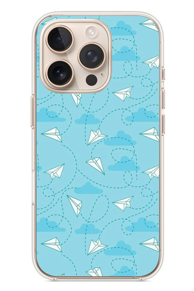 Le Balvo iPhone 16 Pro Uyumlu Kağıttan Uçak Baskılı Silikon Kılıf