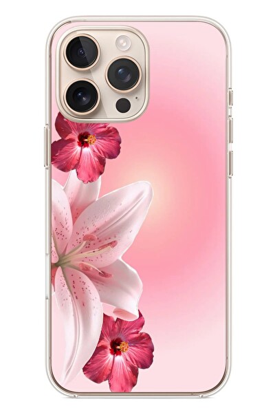 Le Balvo iPhone 16 Pro Max Uyumlu Tematik Çiçek Baskılı Silikon Kılıf