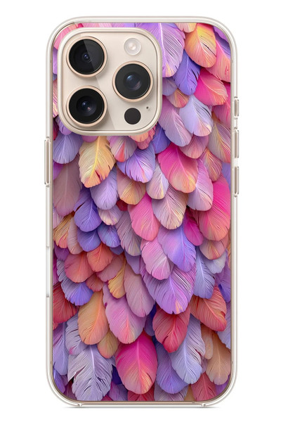 Le Balvo iPhone 16 Pro Uyumlu Tüylü Kalpler Baskılı Silikon Kılıf
