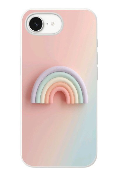 Le Balvo iPhone 16e Uyumlu Gökkuşağı Pastel Baskılı Silikon Kılıf