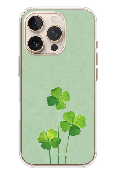 Le Balvo iPhone 16 Pro Uyumlu Üçlü Yonca Baskılı Silikon Kılıf