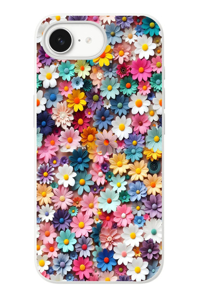 Le Balvo iPhone 16e Uyumlu Pastel Çiçekler Baskılı Silikon Kılıf