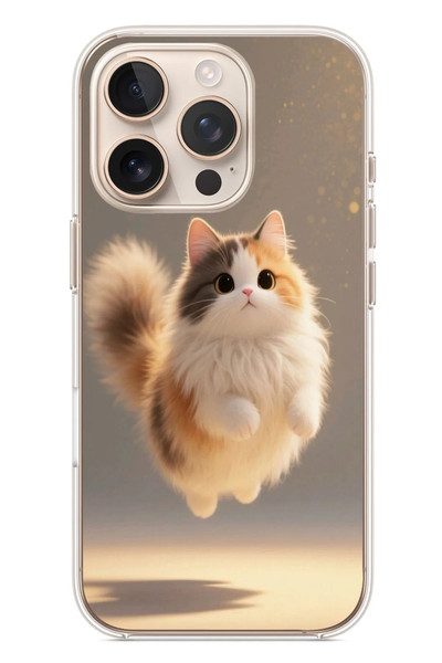 Le Balvo iPhone 16 Pro Uyumlu Zıplayan Kedi Baskılı Silikon Kılıf