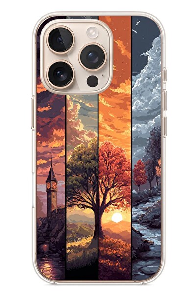 Le Balvo iPhone 16 Pro Uyumlu Sonbahar İlkbaharım Baskılı Silikon Kılıf