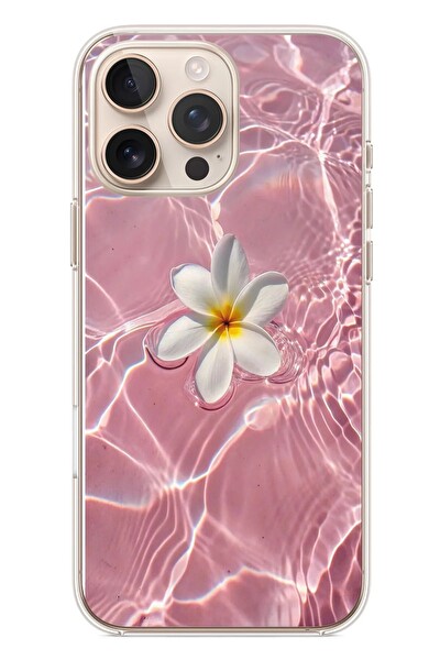 Le Balvo iPhone 16 Pro Max Uyumlu Dalgalı Papatya Baskılı Silikon Kılıf