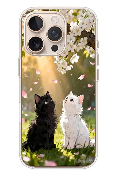 Le Balvo iPhone 16 Pro Uyumlu İlkbahar Kedileri Baskılı Silikon Kılıf