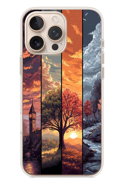 Le Balvo iPhone 16 Pro Max Uyumlu Sonbahar İlkbaharım Baskılı Silikon Kılıf