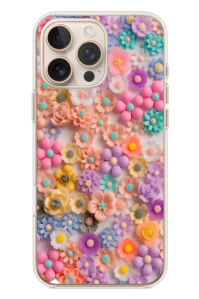 Le Balvo iPhone 16 Pro Max Uyumlu Çiçek Bükleleri Baskılı Silikon Kılıf