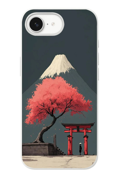 Le Balvo iPhone 16e Uyumlu Fuji Dağı Baskılı Silikon Kılıf