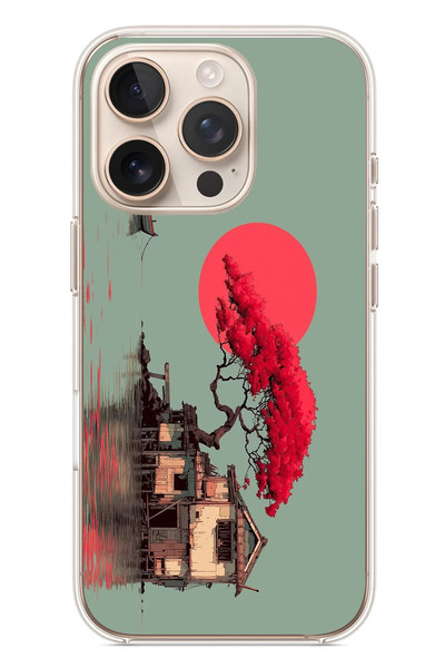 Le Balvo iPhone 16 Pro Uyumlu Sahil Evi Baskılı Silikon Kılıf