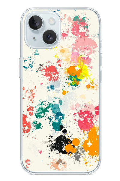 Le Balvo iPhone 15 Uyumlu Renkli Boyalar Baskılı Silikon Kılıf