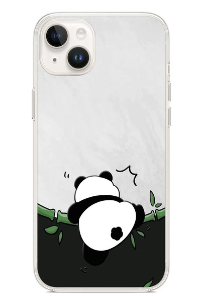 Le Balvo iPhone 14 Plus Uyumlu Bambuya Çıkan Panda Baskılı Silikon Kılıf