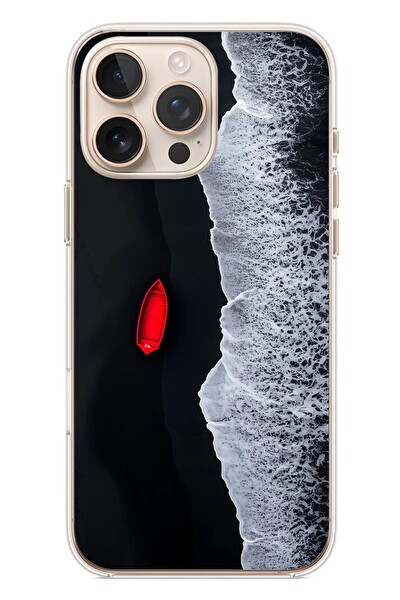 Le Balvo iPhone 16 Pro Max Uyumlu Kırmızı Tekne Yalnız Baskılı Silikon Kılıf