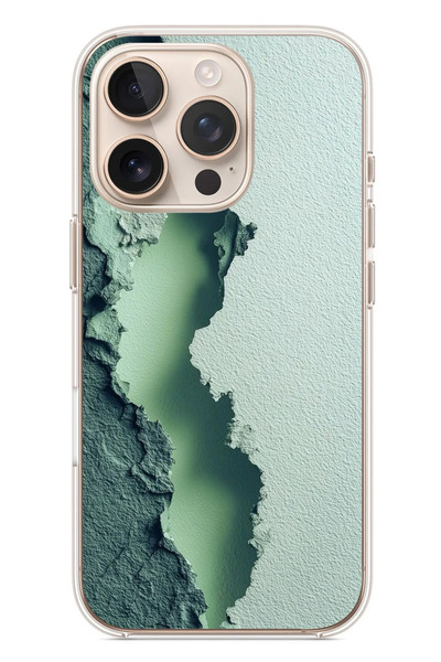 Le Balvo iPhone 16 Pro Uyumlu Koyu Yeşil İzler Baskılı Silikon Kılıf
