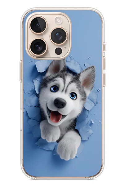 Le Balvo iPhone 16 Pro Uyumlu Sibirya Kurdu Baskılı Silikon Kılıf