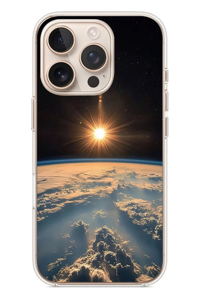 Le Balvo iPhone 16 Pro Uyumlu Uzay Günbatımı Baskılı Silikon Kılıf