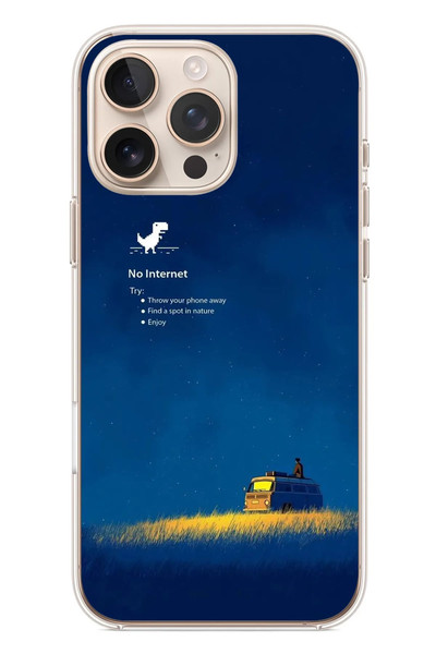 Le Balvo iPhone 16 Pro Max Uyumlu İnternet Yok Baskılı Silikon Kılıf
