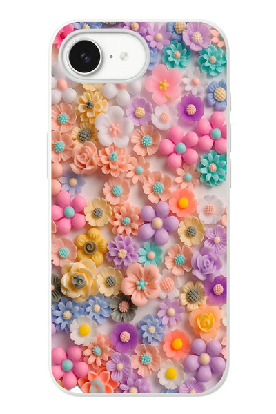 Le Balvo iPhone 16e Uyumlu Çiçek Bükleleri Baskılı Silikon Kılıf