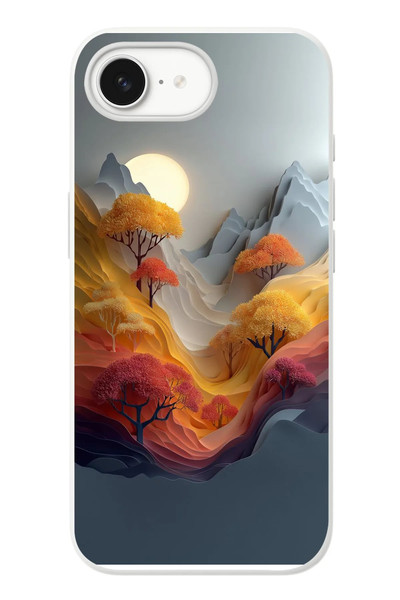 Le Balvo iPhone 16e Uyumlu Renk Dalgalı Manzara Baskılı Silikon Kılıf