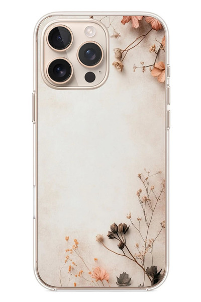 Le Balvo iPhone 16 Pro Max Uyumlu Kuru Dallar Baskılı Silikon Kılıf