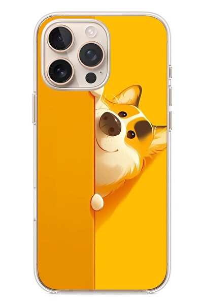 Le Balvo iPhone 16 Pro Max Uyumlu Sarı Köpek Baskılı Silikon Kılıf