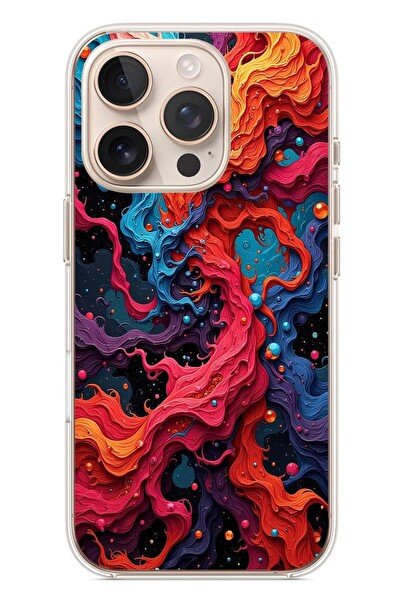 Le Balvo iPhone 16 Pro Uyumlu Dalgaların İz Karışımı Baskılı Silikon Kılıf