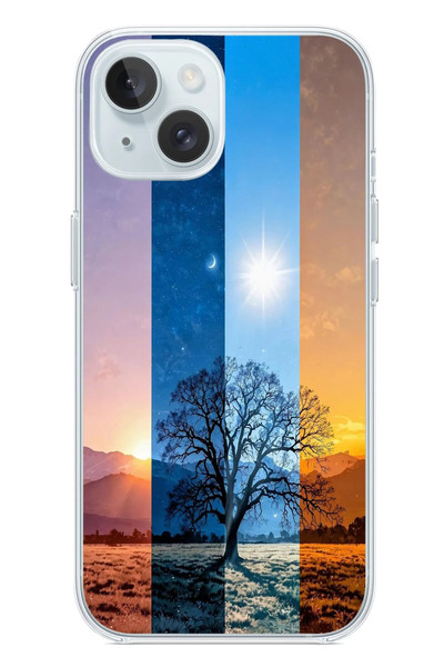 Le Balvo iPhone 15 Uyumlu Gündoğumu Mevsimi Baskılı Silikon Kılıf