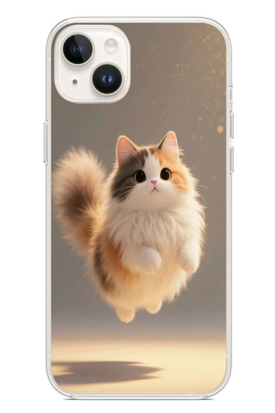 Le Balvo iPhone 14 Plus Uyumlu Zıplayan Kedi Baskılı Silikon Kılıf