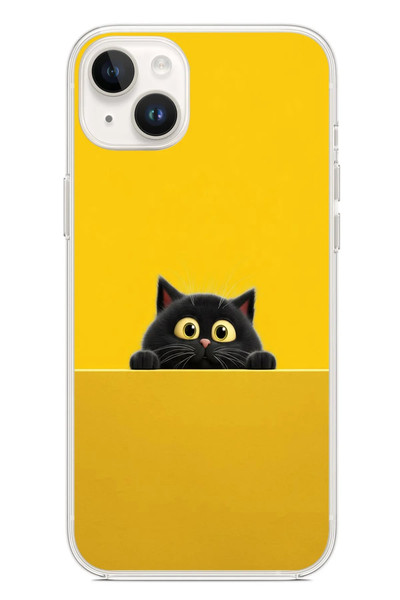 Le Balvo iPhone 14 Plus Uyumlu Sarı Gözlü Kedi Baskılı Silikon Kılıf